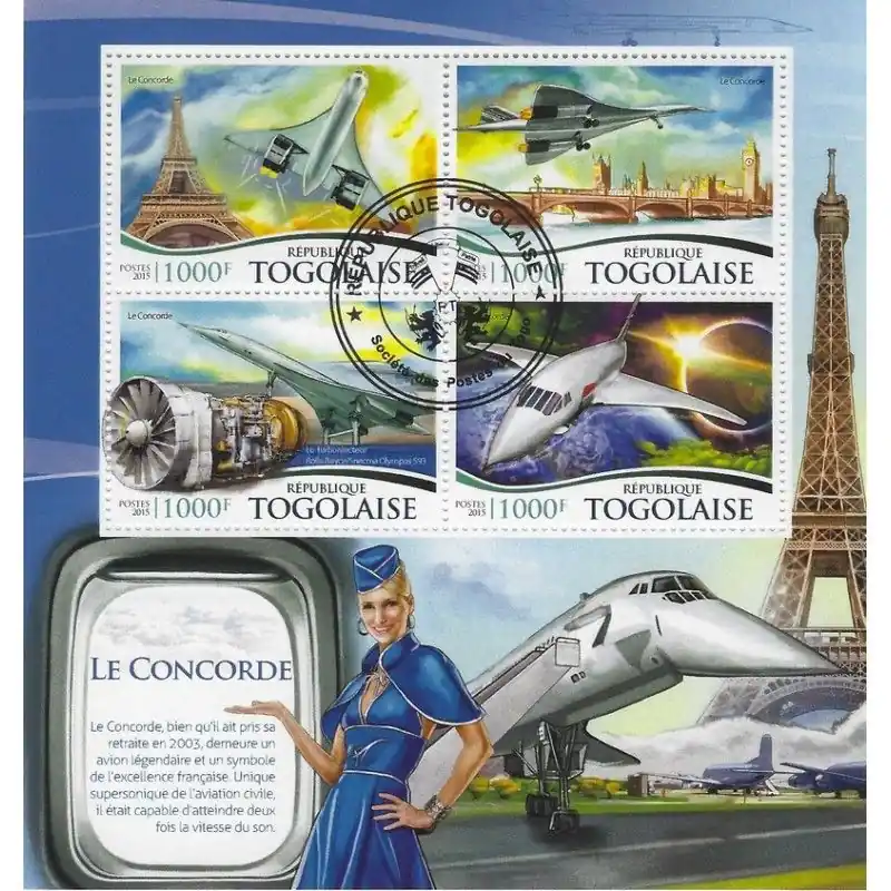 Promotion Saisonnière Le Concorde bloc-feuillet de 4 timbres thématiques.