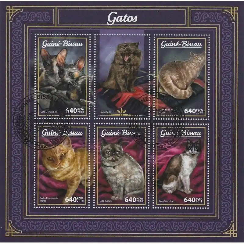 Meilleur Prix Chats bloc-feuillet de 6 timbres thématiques.