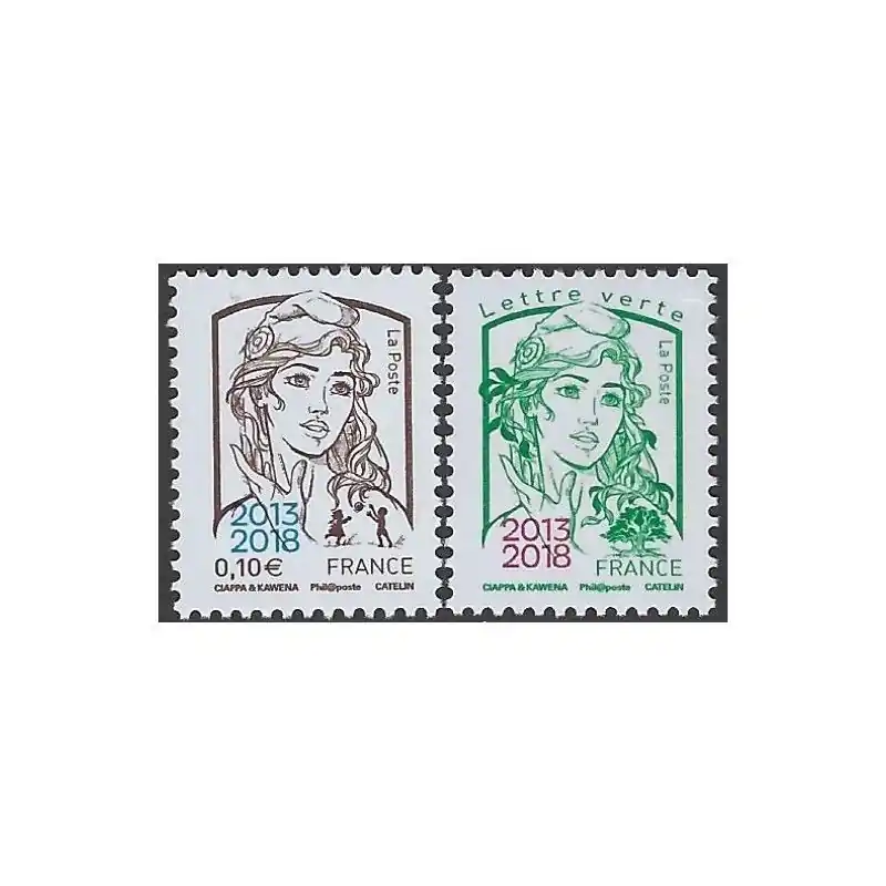 Marianne et la Jeunesse timbres surchargés N° 5234-35 neuf**. Offre Du Jour