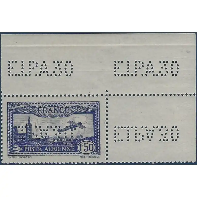 Populaire Timbre poste aérienne N°6c cdf avec perforage renversé neuf** SUP.