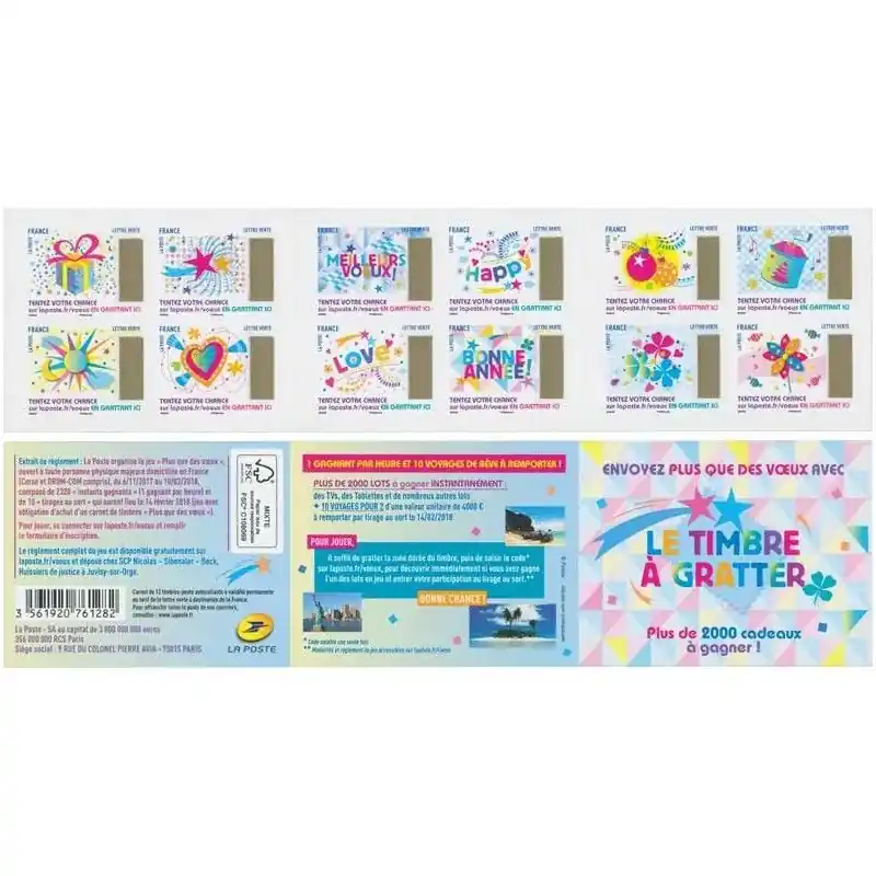 Timbres autoadhésifs de France N°1490-1501, Vœux à gratter. Soldes