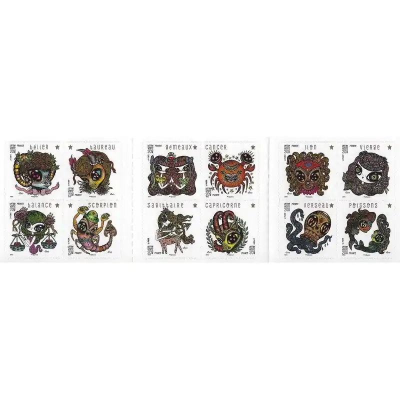 Timbres autoadhésifs de France N°941-952, Féérie astrologie. Original