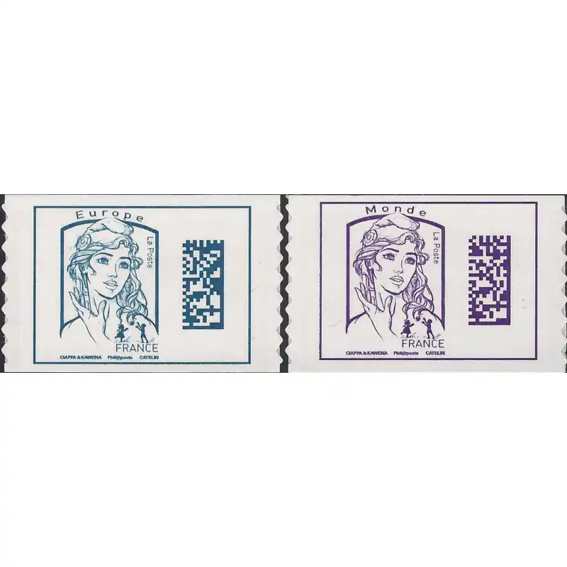 Meilleur Prix Timbres autoadhésifs de France N°1216-1217, Marianne Datamatrix.
