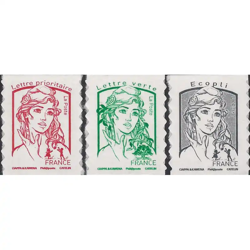 Timbres autoadhésifs de France N°1214-1215A, Marianne de Ciappa et Kawena. Usine Directe
