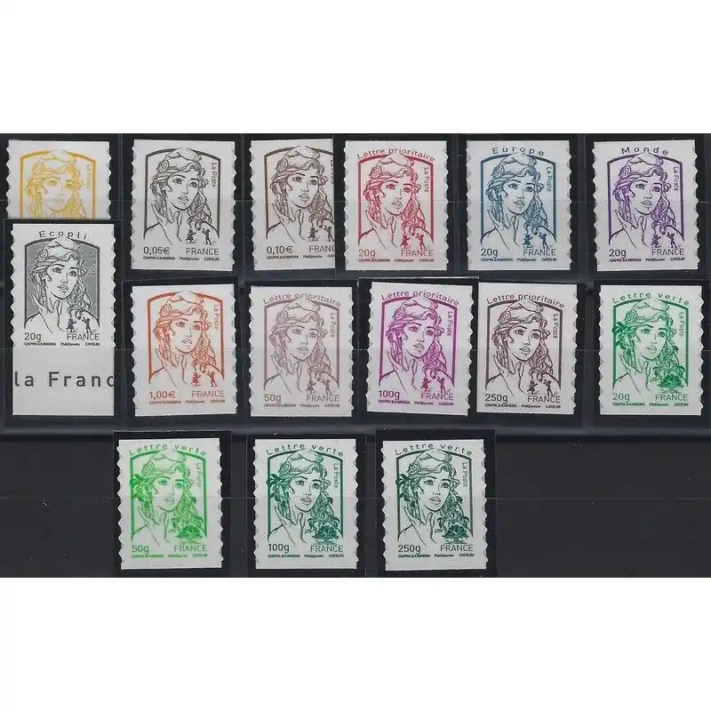 Meilleure Vente Timbres autoadhésif de France N°847-861, Marianne de Ciappa et Kawena.