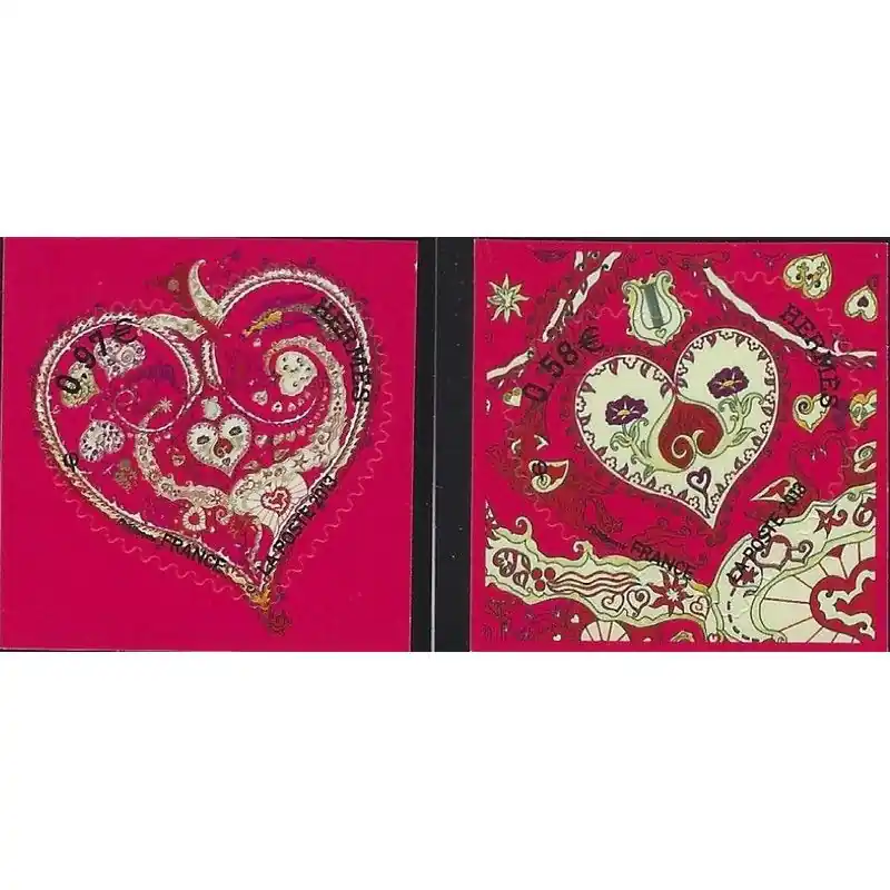 Timbres autoadhésifs de France N°787-788 Cœurs Hermès. Populaire