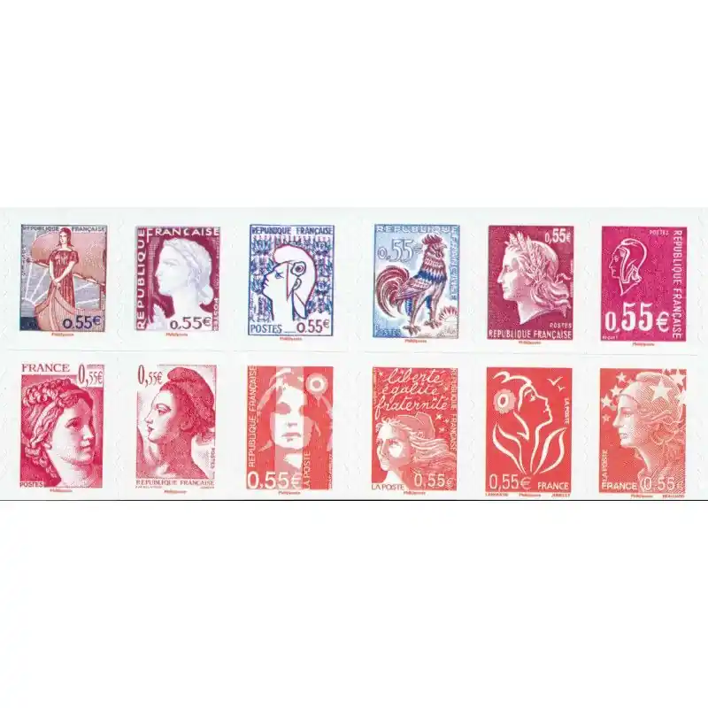 Timbres autoadhésifs de France N°225-236, Les visages de la Vème République. Acheter En Ligne