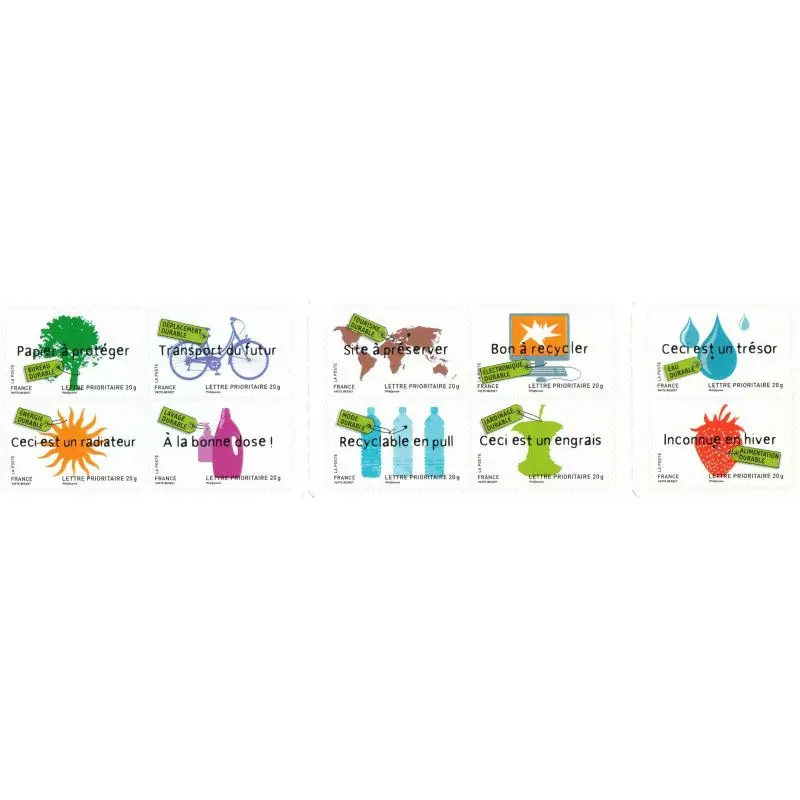 Timbres autoadhésifs de France N°183-192, Environnement. Achetez Aujourd’hui