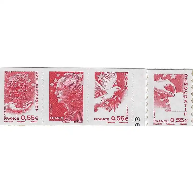 Timbres autoadhésifs de France N°175-178, Valeurs de l'Europe rouge. Satisfait Ou Remboursé