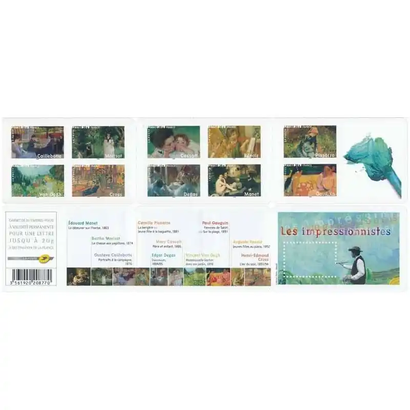 Timbres autoadhésifs de France N°74-83, Les impressionnistes. Original