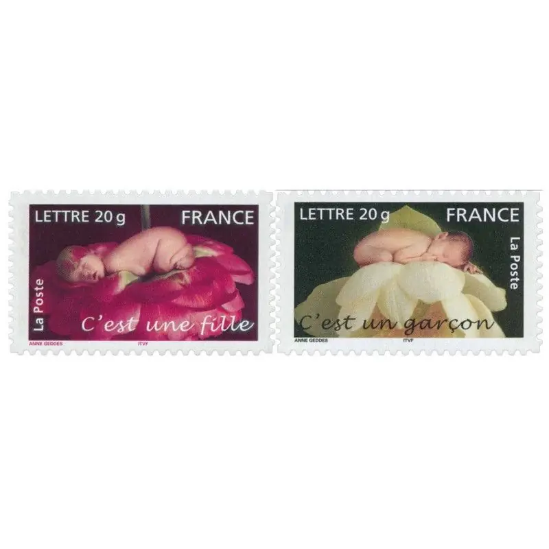 Timbres autoadhésifs de France N°54-55, Naissances. Artisanat