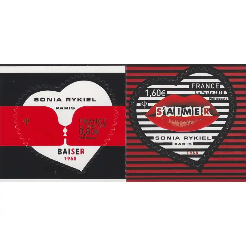 Timbres autoadhésifs de France N°1514-1515 Cœurs Rykiel. Fait Main