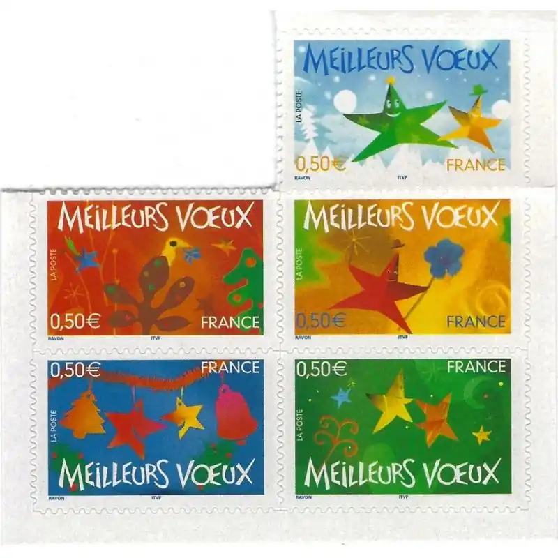 Timbres autoadhésifs de France N°44-48, Meilleurs vœux. Top Vente