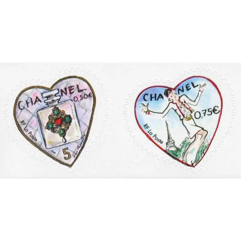 Timbres autoadhésif de France N°38-39, Cœurs Karl Lagerfeld. Quantité Limitée