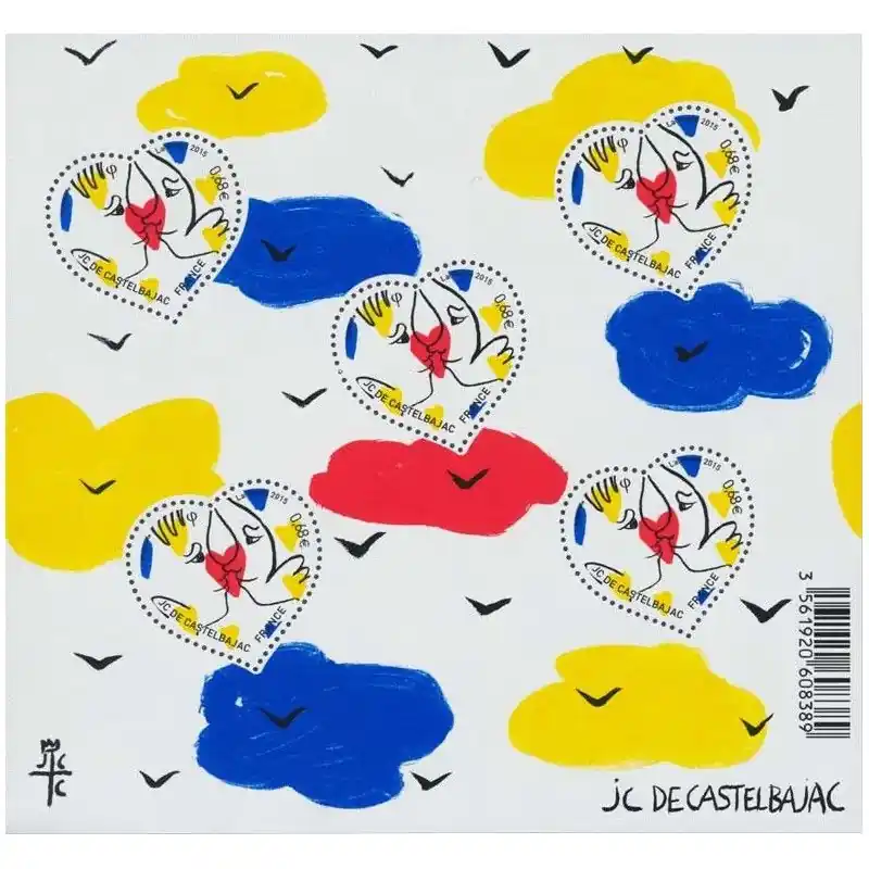 Bloc-feuillet de timbres N°136 Cœurs de Castelbajac neuf**. Satisfait Ou Remboursé