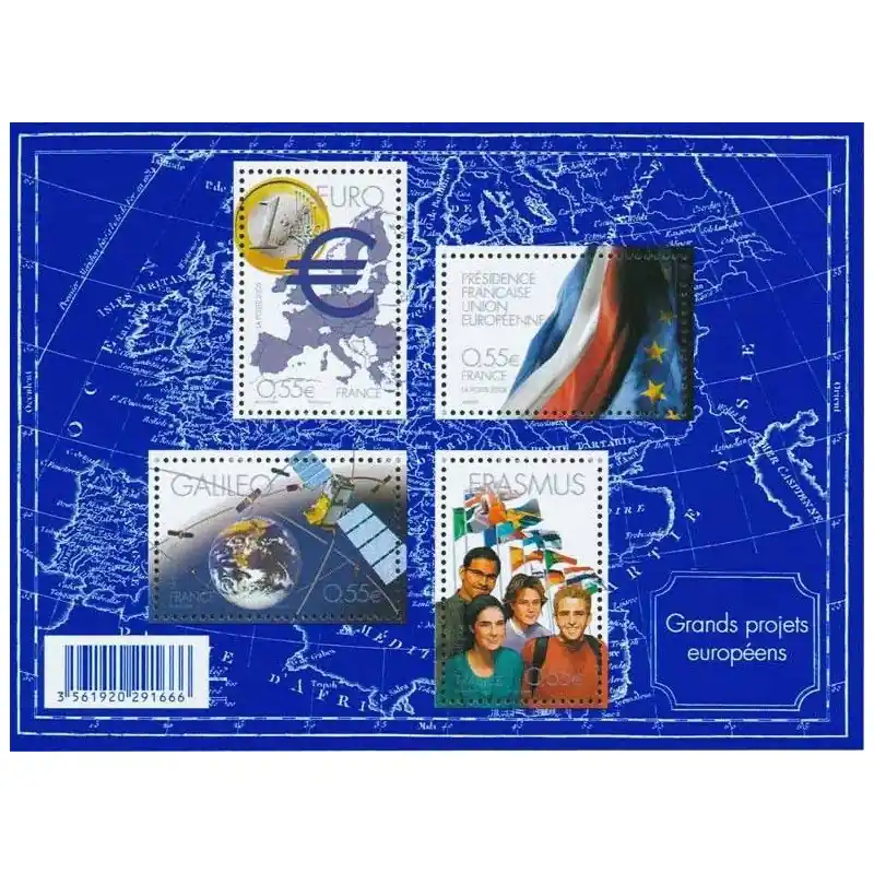 Premium Bloc-feuillet de timbres N°123 Projets européens neuf**.