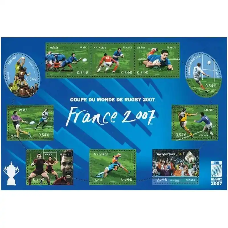 Bloc-feuillet de timbres N°110 Coupe du monde de Rugby neuf**. Commande En Gros