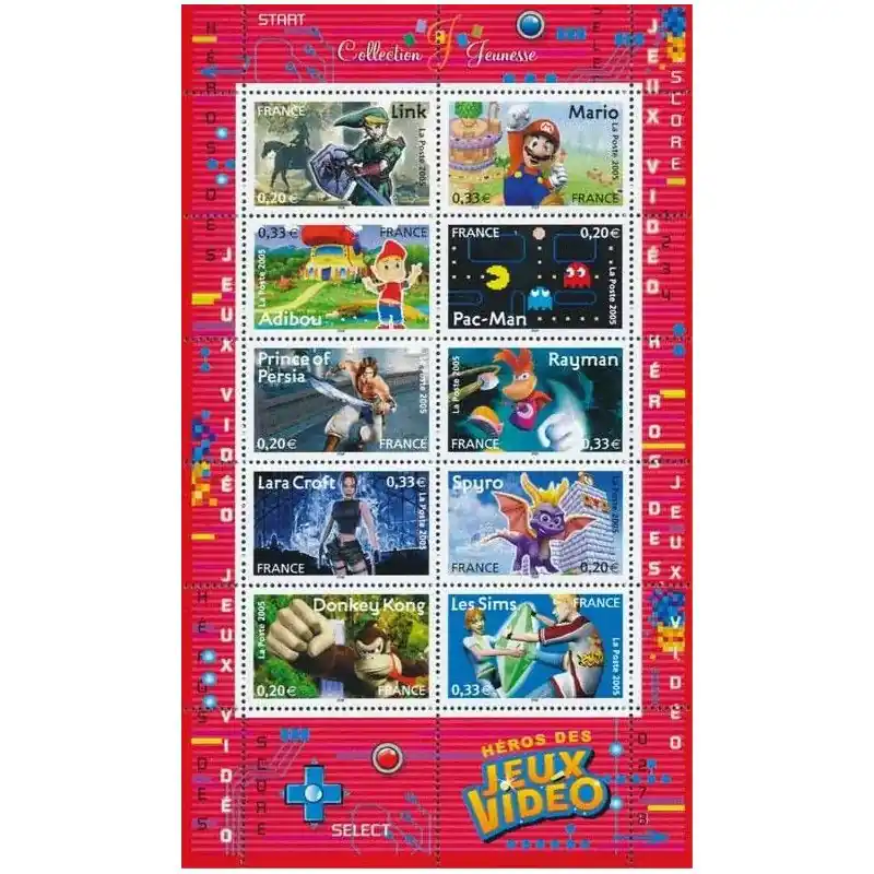 Bloc-feuillet de timbres N°91 Héros des jeux vidéo neuf**. Offre Exclusive