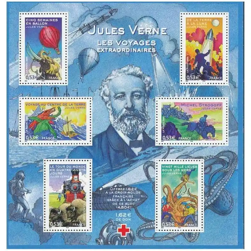 Populaire Bloc-feuillet de timbres N°85 Jules Verne neuf**.
