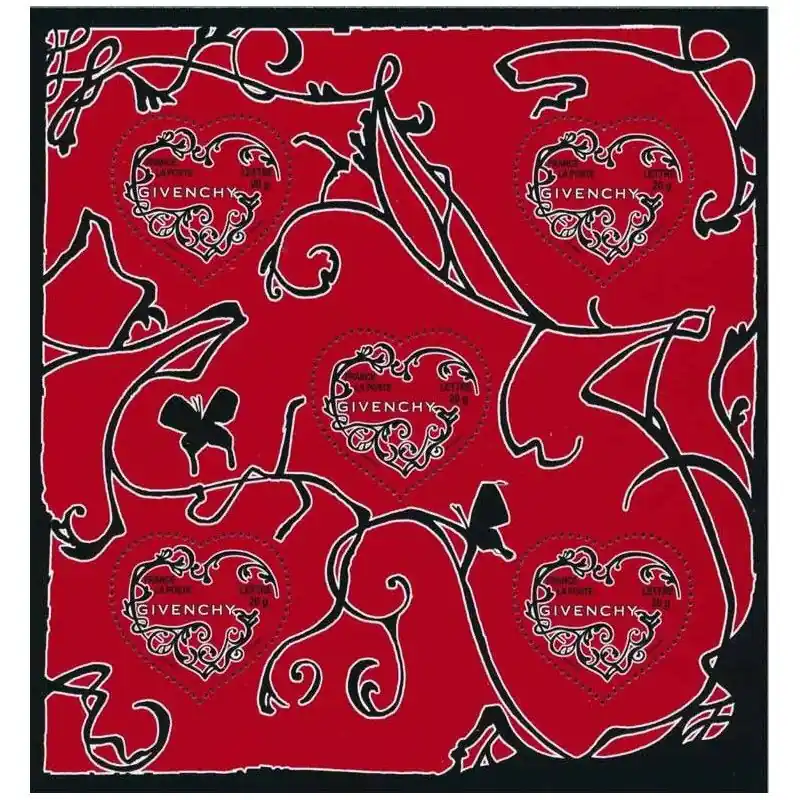 Bloc-feuillet de timbres N°104 Cœurs de Givenchy neuf**. Réduction