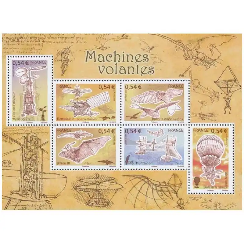 Bloc-feuillet de timbres N°103 Les machines volantes neuf**. Remise