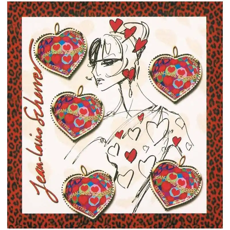 Livraison Gratuite Bloc-feuillet de timbres N°93 Cœurs de Scherrer neuf**.