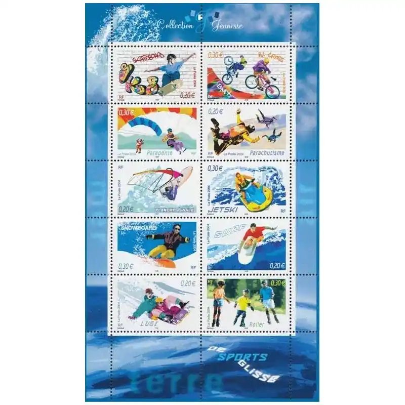 Bloc-feuillet de timbres N°76 Les sports de glisse neuf**. Offre Exclusive