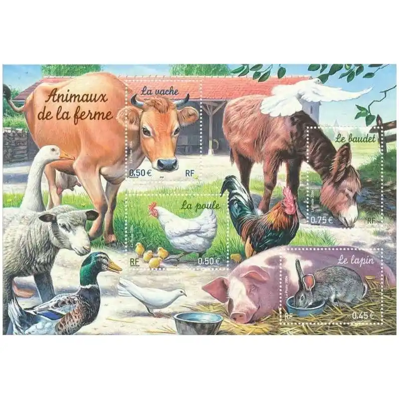 Bloc-feuillet de timbres N°69 Animaux de la ferme neuf**. Top Vente