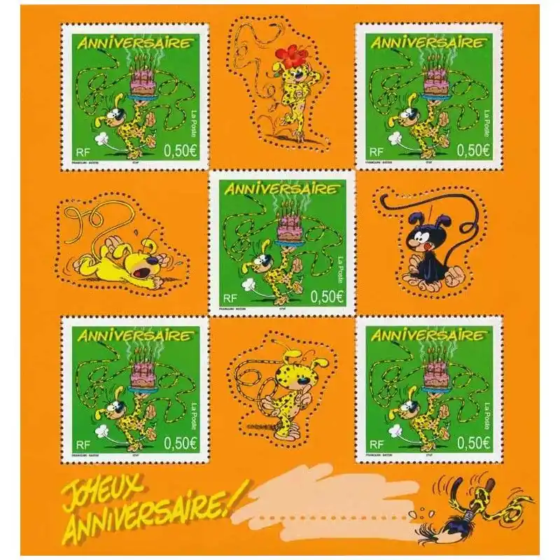 Bloc-feuillet de timbres N°58 Marsupilami neuf**. Certifié