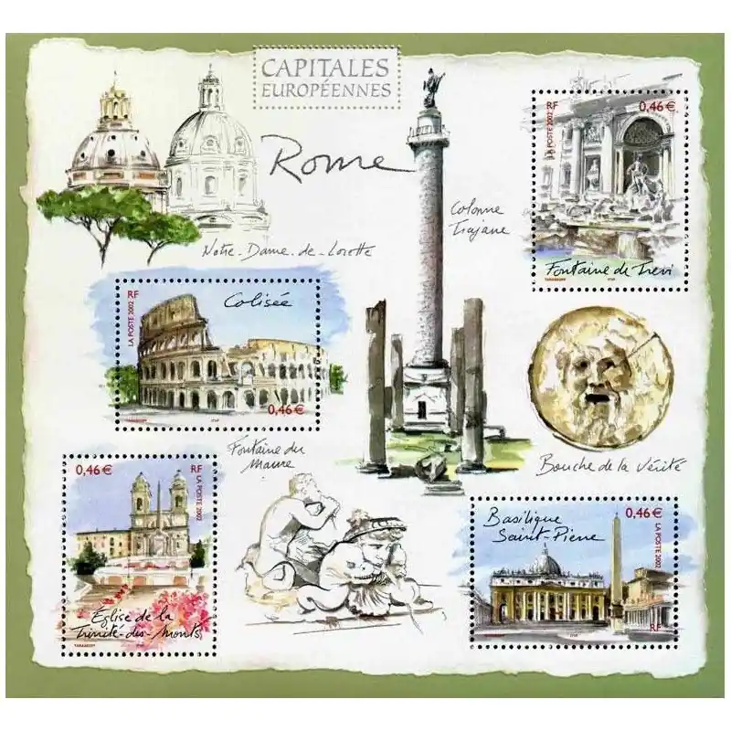 Bloc-feuillet de timbres N°53 Capitale européenne Rome neuf**. Vente Directe