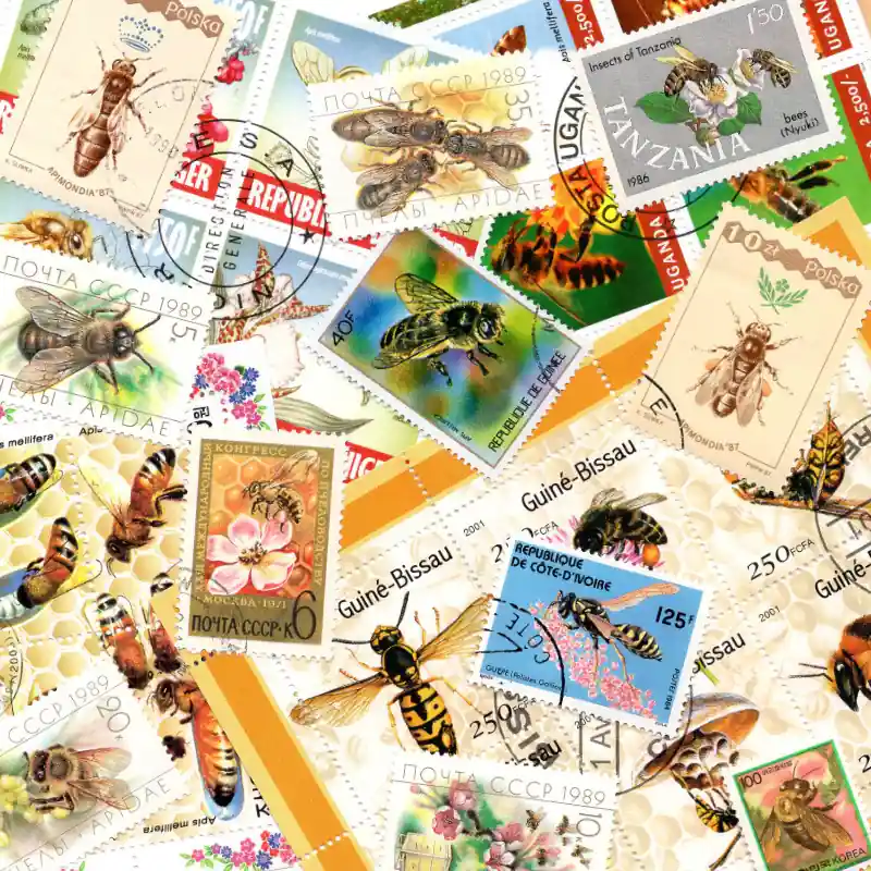 Abeilles 25 timbres thématiques tous différents. Seulement Aujourd’hui
