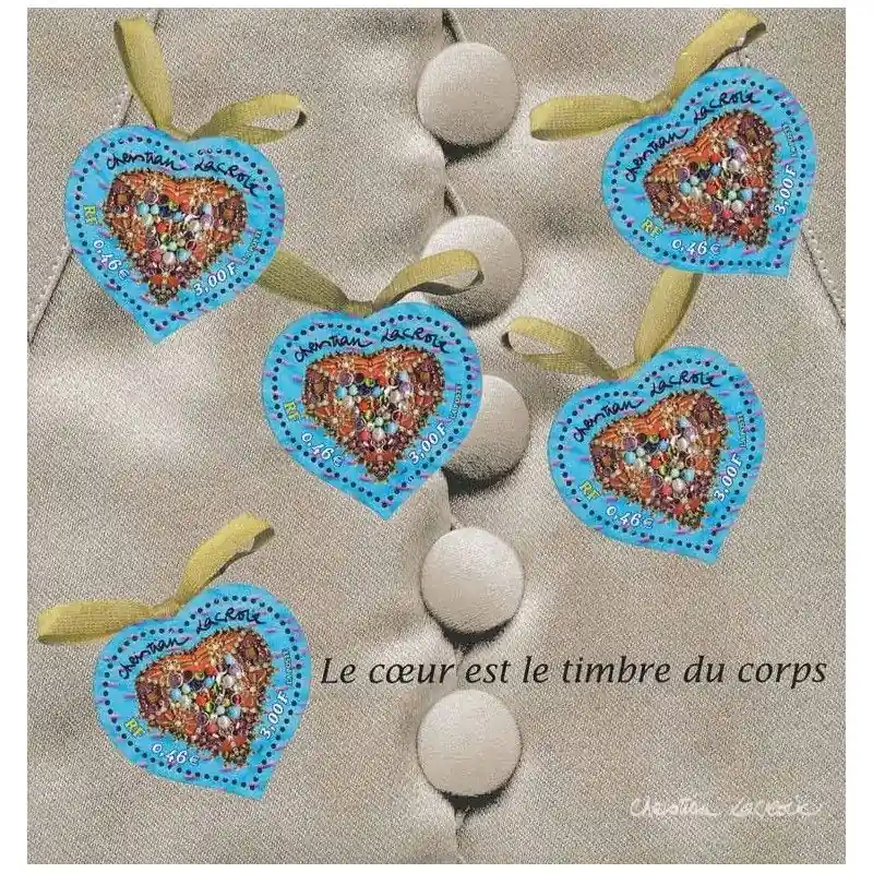 Bloc-feuillet de timbres N°33 Cœurs Christian Lacroix neuf**. Exclusif