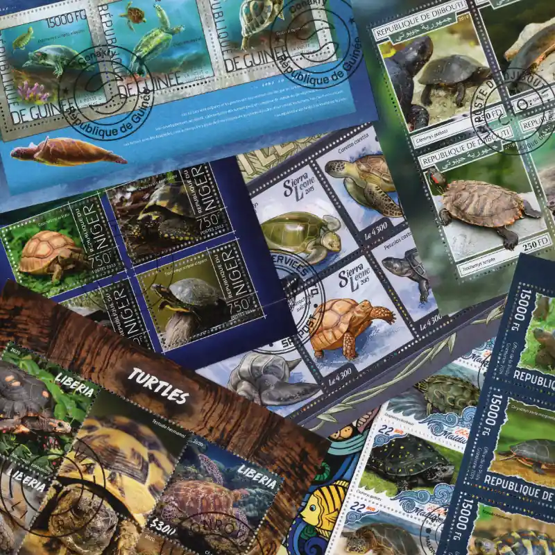 Tortues 10 blocs-feuillets de timbres thématiques. Acheter Direct