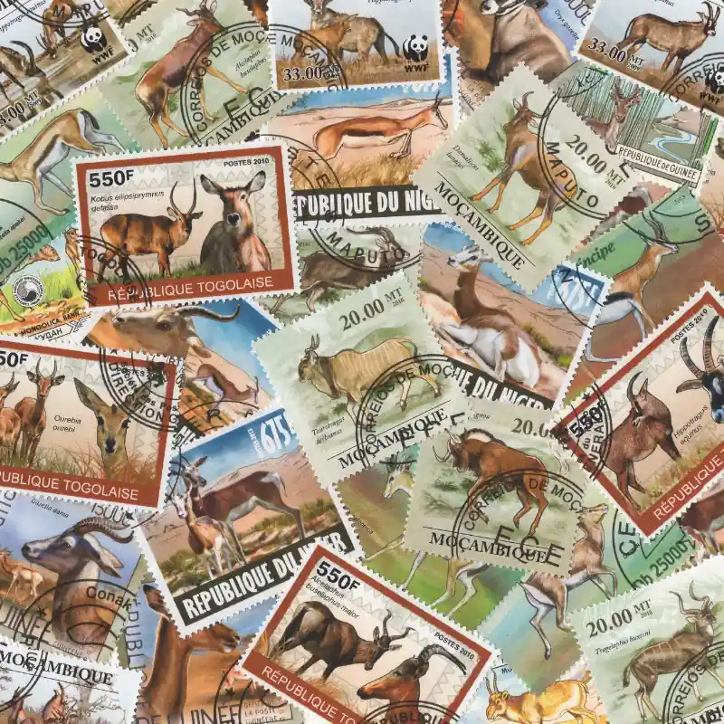 Antilopes 25 timbres thématiques tous différents. Usine Directe