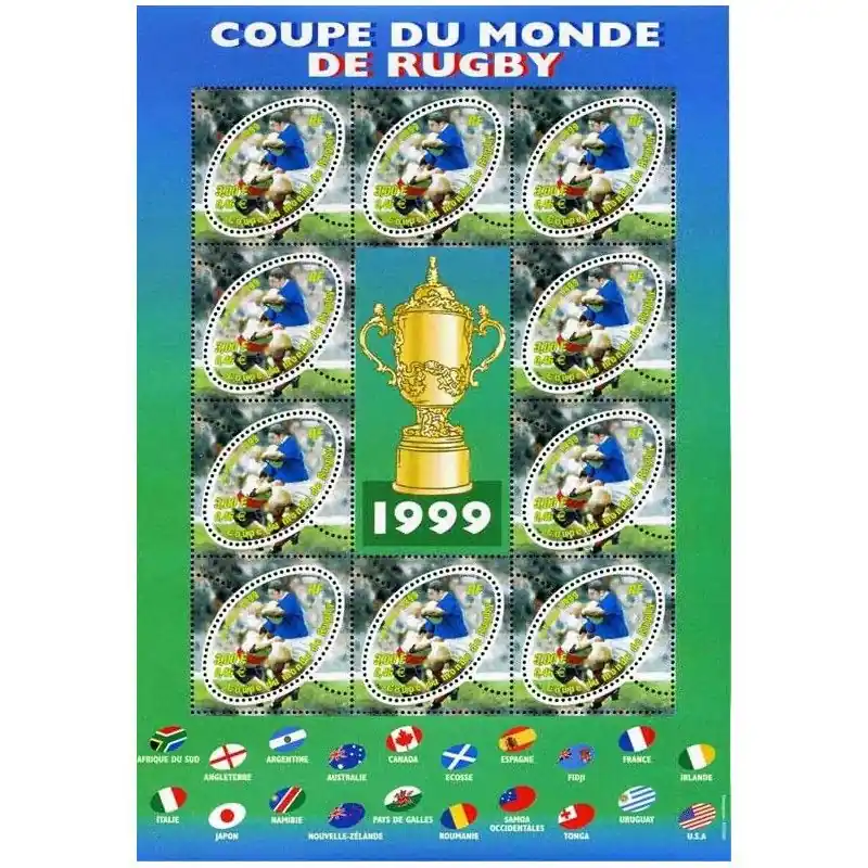 Bloc-feuillet de timbres N°26 Coupe du monde de Rugby neuf**. Usine Directe