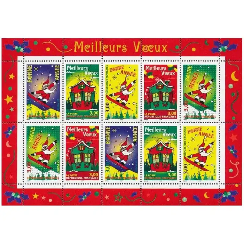 Bloc-feuillet de timbres N°21 Meilleurs vœux neuf**. Populaire