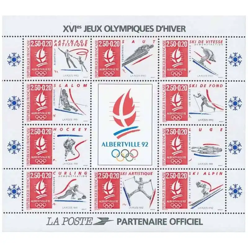 Bloc-feuillet de timbres N°14 Albertville 92 neuf**. Usine Directe