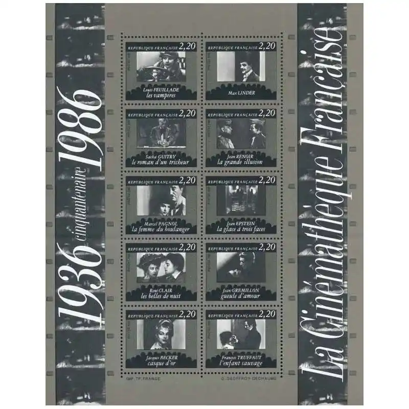Bloc-feuillet de timbres N°9 Cinémathèque française neuf**. Prix Cassé