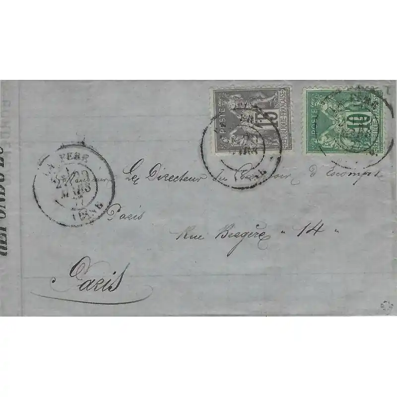 Petit Prix Type Sage N°76-77 oblitérés sur pli La Fère 29 mars 1877.