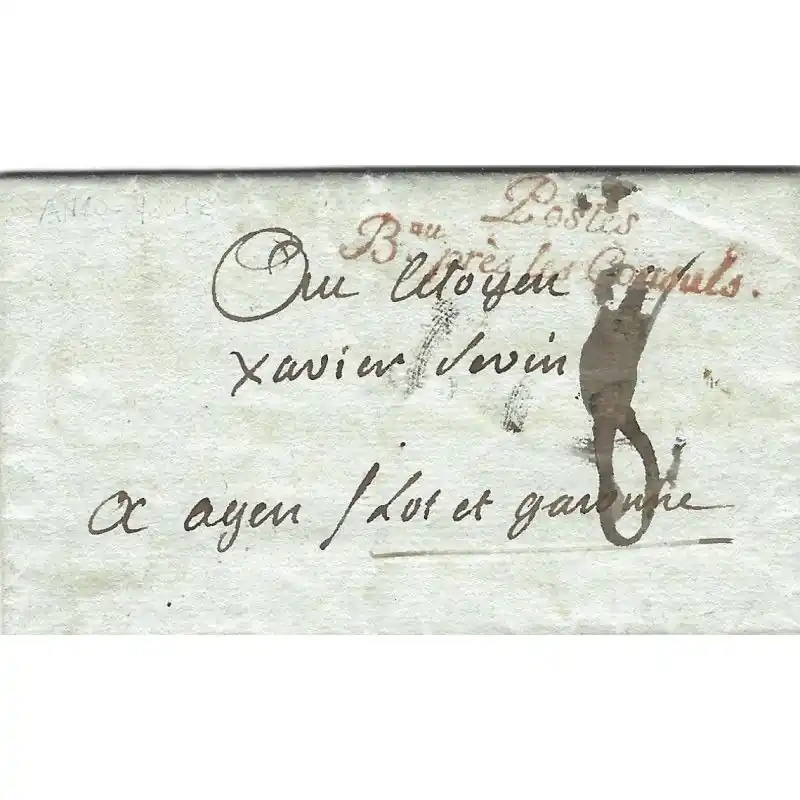 Livraison Gratuite Marque postale Franchise Postes Bureau près les Consuls sur lettre de L'An 10.