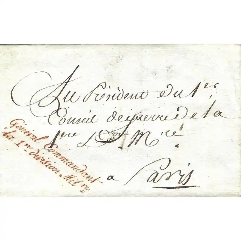 Prix Bas Marque postale Franchise Général Commandant la 1ère division Mil sur lettre.
