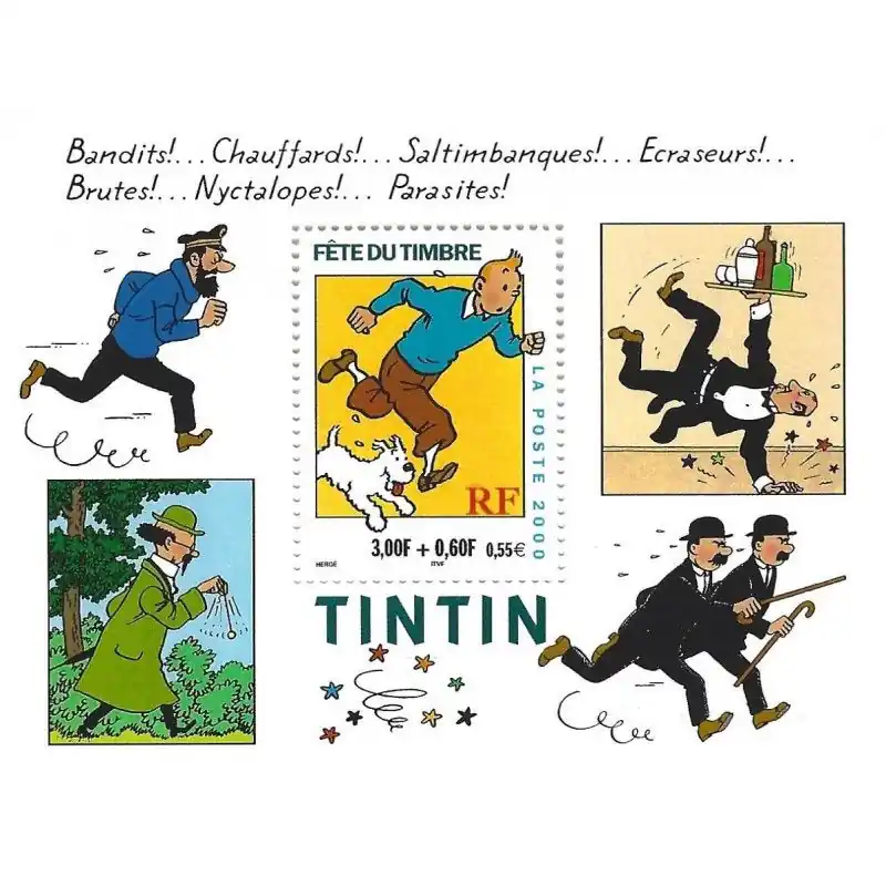 Bloc-feuillet de timbre N°28 Tintin neuf**. Artisanat