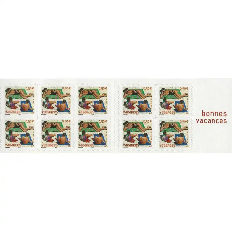 Certifié Carnet de 10 timbres - Bonnes vacances 2003.
