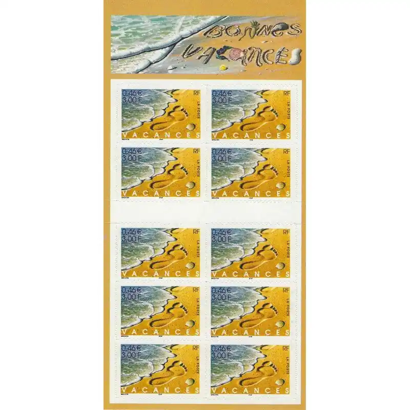Carnet de 10 timbres - Bonnes vacances 2001. Prix Réduit