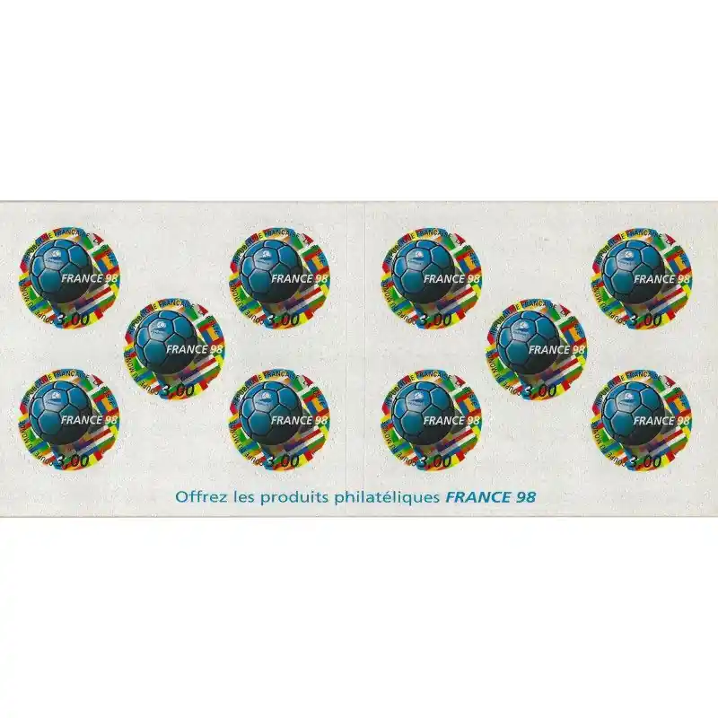 Carnet de 10 timbres Coupe du monde France 1998. Livraison Mondiale
