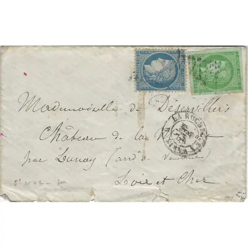 Affranchissement septembre 1871, timbres de France N°42B+37 sur lettre. Prix Bas