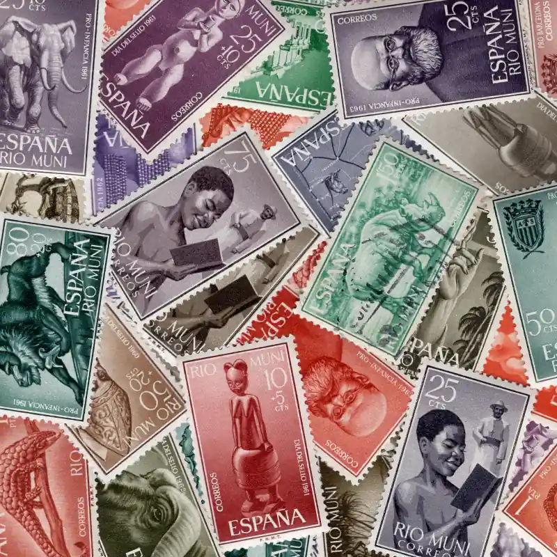 Paiement Sécurisé Rio Muni 25 timbres de collection tous différents.