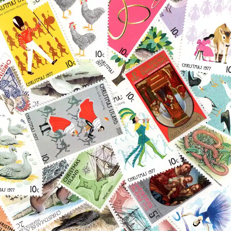 Christmas 25 timbres de collection tous différents. Dernier Modèle