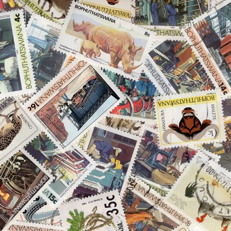 Bophuthatswana 25 timbres de collection tous différents. Marque