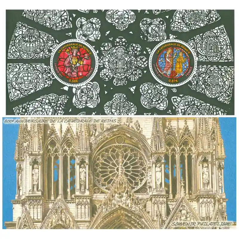Bloc souvenir N°58 Cathédrale de Reims neuf**. Remise